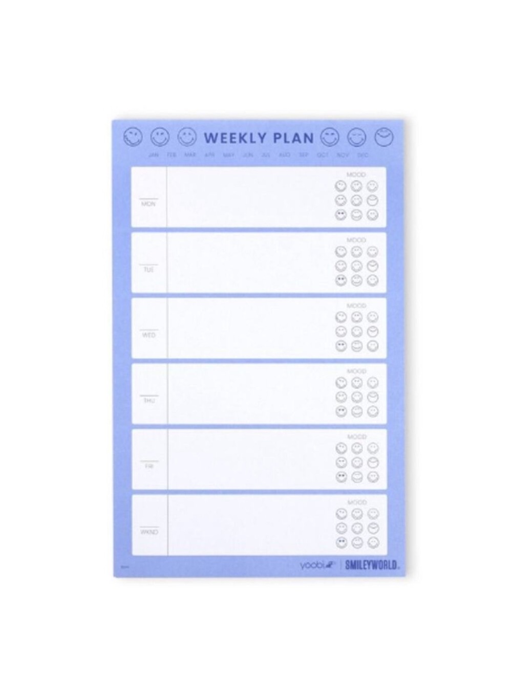 Yoobi x SMILEYWORLD Undated Weekly Planning Pad with Pencil 7" x 11" 60 pages